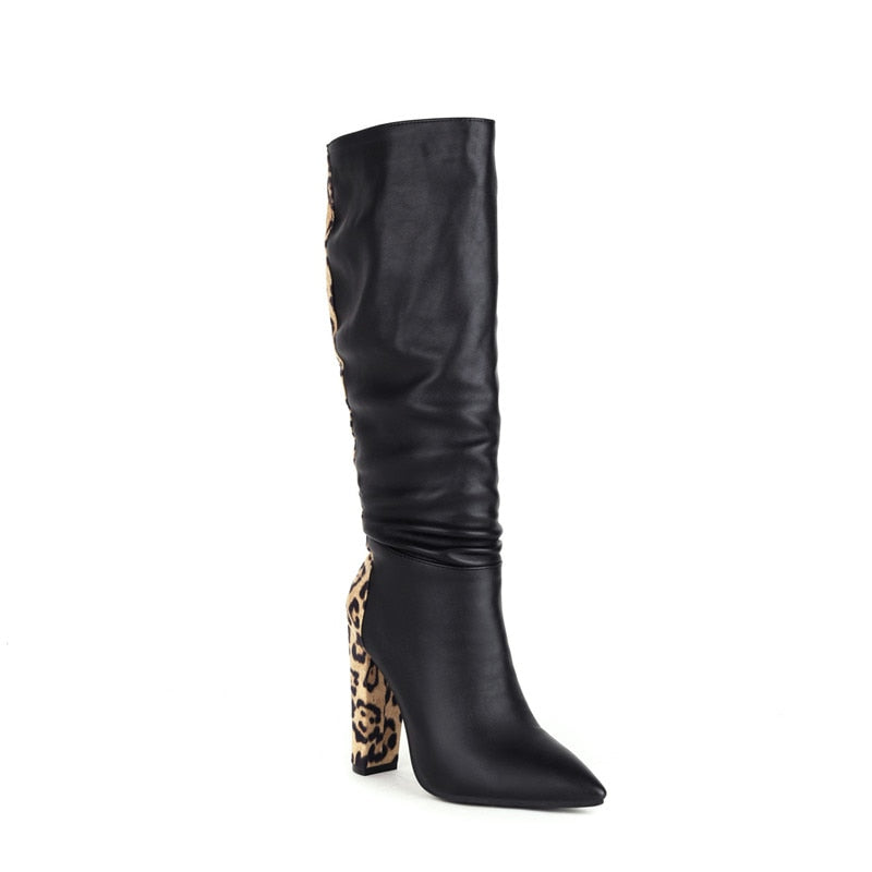 Leopard Knee High Boots For Women
