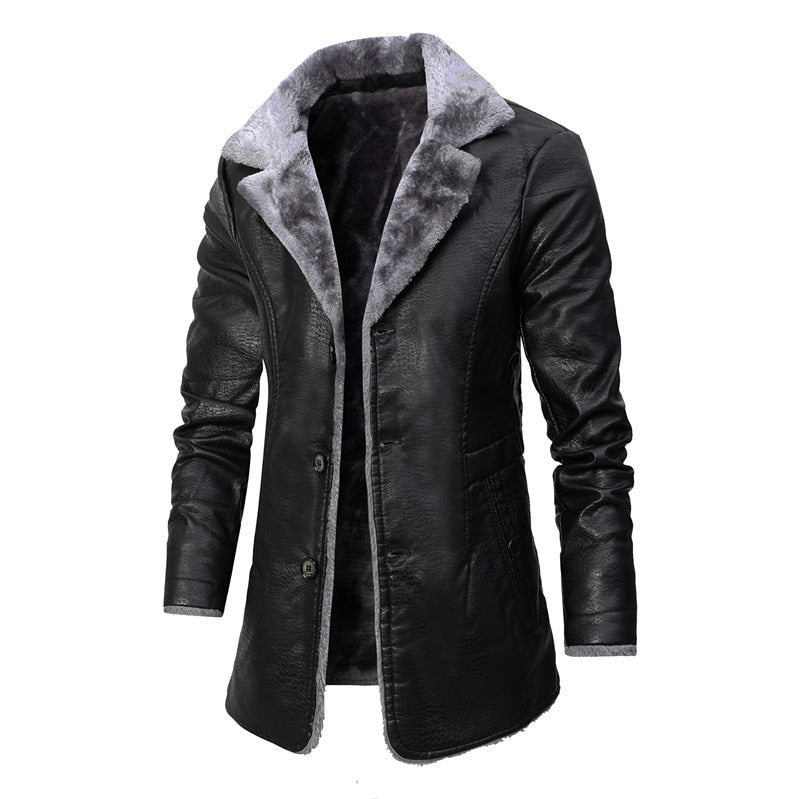 Men's Leather Long Style Coat