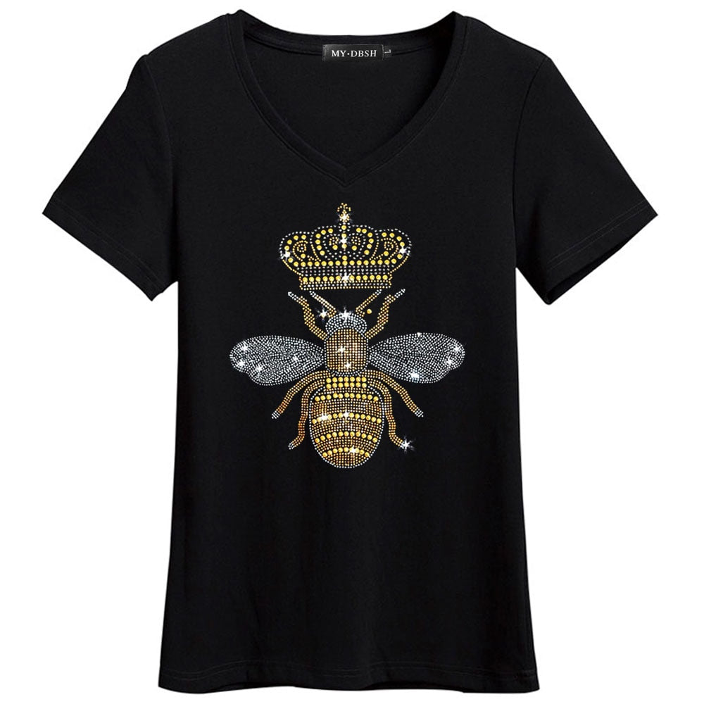 Women Crown Bee Diamond T Shirt