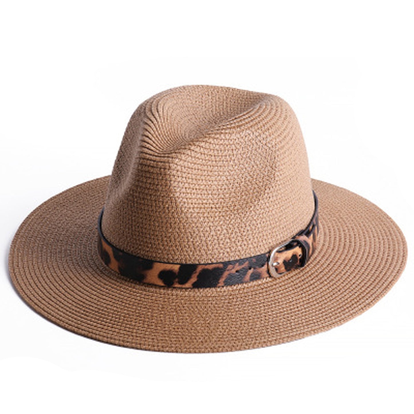 Jazzy Leopard Print Fedora Straw Hat for Women