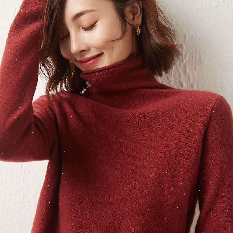 Women's 100% Wool Turtleneck Sweater