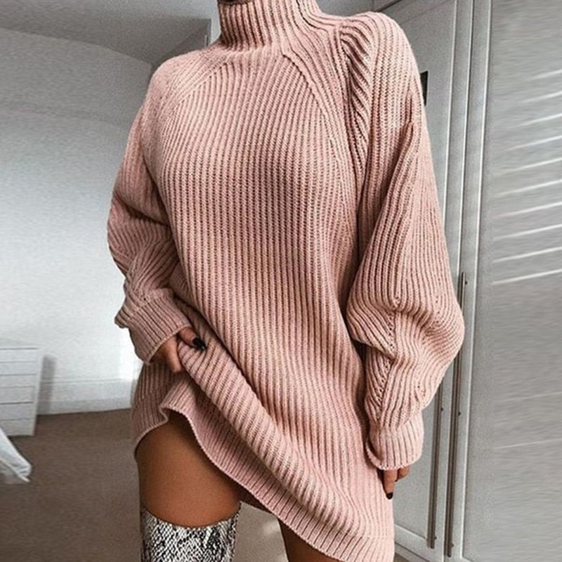 Women Loose Turtleneck Knitted Sweater
