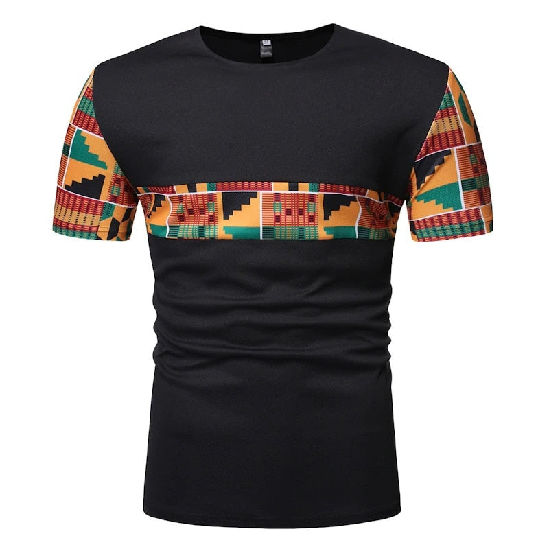 Men's African Dashiki Short Sleeve T-Shirt-BFS